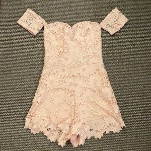 Soft Pink Lace Romper Size S.